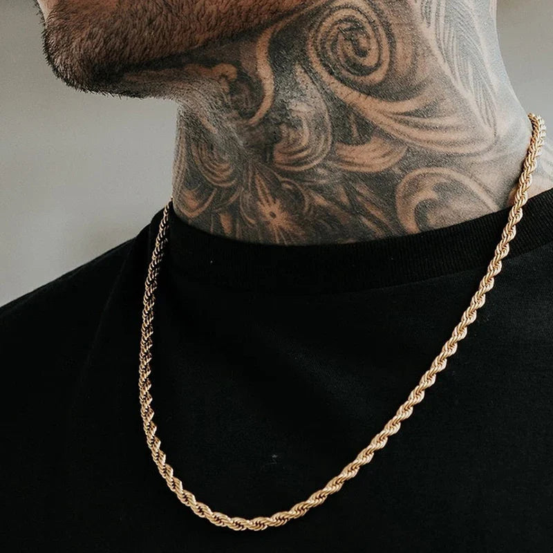 Colar Trançado Masculino de Aço Inoxidável
