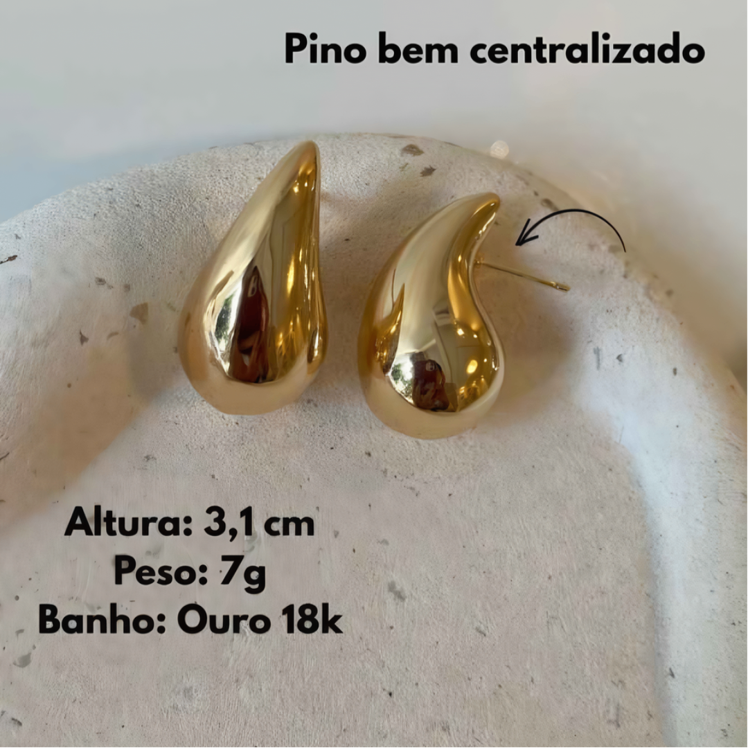 Brinco Gota Bold Tendência Banhado a Ouro 18K