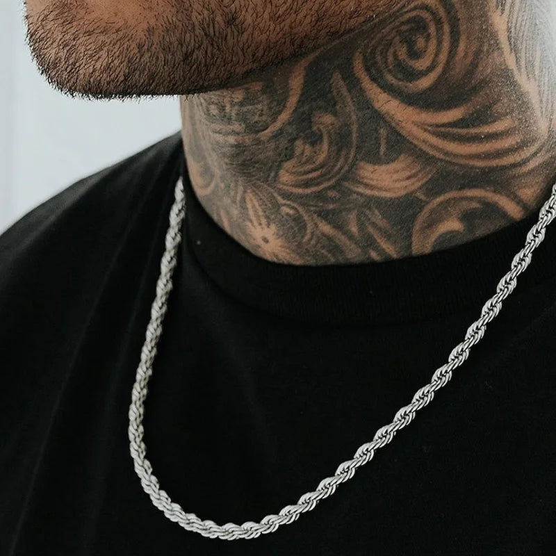 Colar Trançado Masculino de Aço Inoxidável