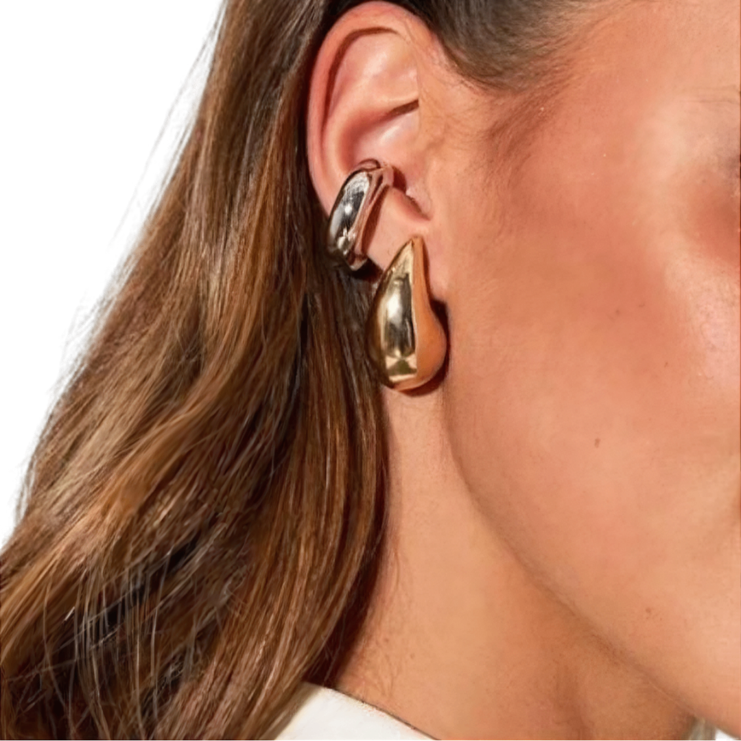 Brinco Gota Bold Tendência Banhado a Ouro 18K